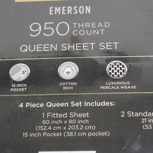 Austin Home Collection Emerson QUEEN SHEET SET 950 Thread Count New - Picture 5 of 7